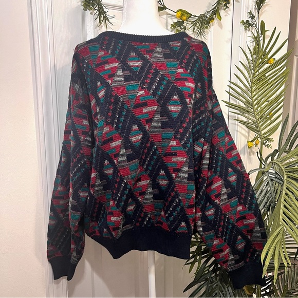 Private Club Other - Vintage 90s Private Club Geometric Grandpa Sweater